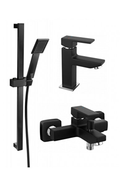 FERRO Pachet 3 in 1 Baterie cada/dus Negru, baterie lavoar Zicco Black si Set...