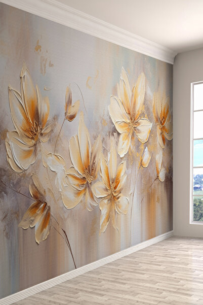 dreamwall Büyük Çiçek Desenli Tekstil Tek Parça Duvar Kağıdı
