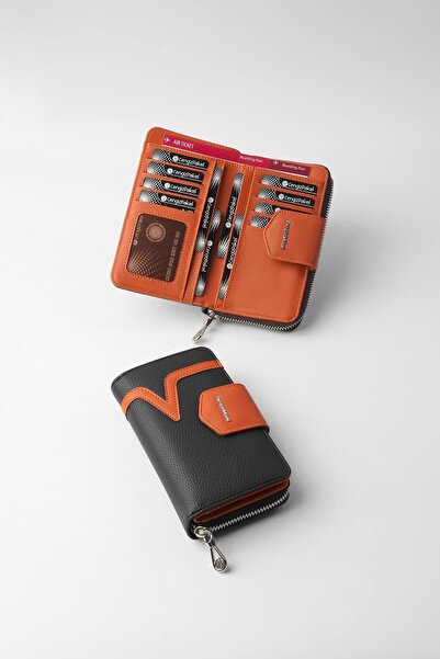 CENGİZ PAKEL Medium Size Women's Wallet – 65295m - Black/Tile