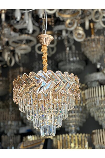 Kristal 40 CM LÜX SALON AVİZE GOLD