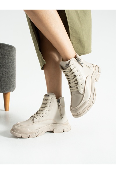 ALEMDAR AYAKKABI JOUR Krem Dikişli Taban Kadın Bot