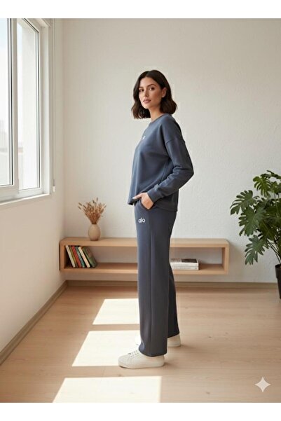 HOFY 1564 Baskılı Bol Paça Takım