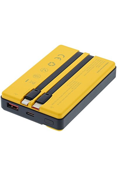 TELLUR External battery 10000mAh, USB-C + Lightning cables incorporated, QC3.0, PD, Yellow