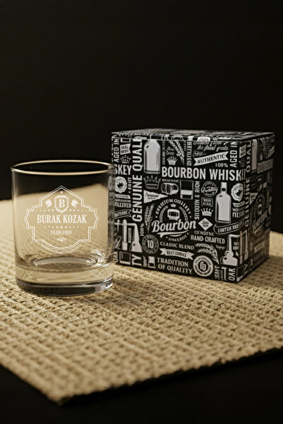 hediyemen Erkek Arkadaşa Hediye Siyah Kutulu İsimli Tekli Whiskey Glass OakSe...