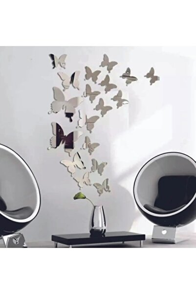Numa Concept Kelebek 10'lu Gümüş Pleksi Duvar Süsü Duvar Dekorasyon Her Biri ...