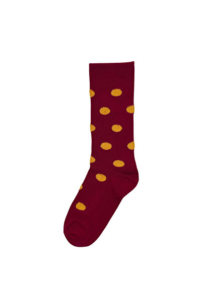 FENRA STUDIO Yellow Polka Dots Red Cotton Women's Socks
