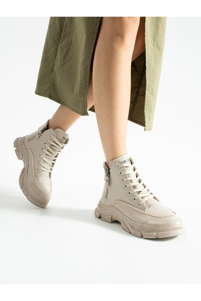 ALEMDAR AYAKKABI JOUR Krem Dikişli Taban Kadın Bot