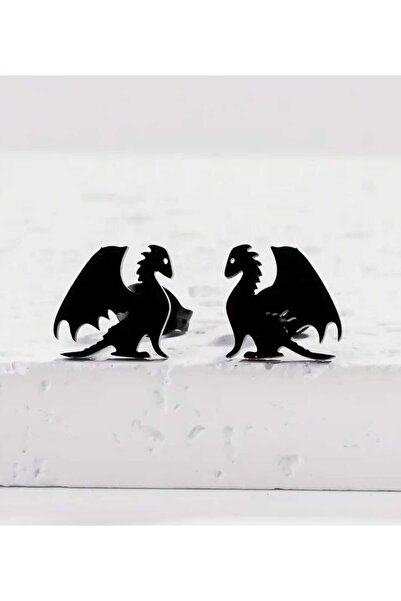 sarıyer silver Dragon Model Black Color Steel Screw Nail Style Suitable for Daily Use Steel Earrings