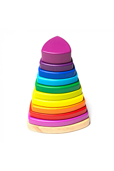 Nurio Jucărie din lemn - Turn de stivuit - Culorile curcubeului -