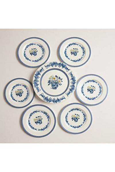 qtahya homes queen of kütahya 7-Piece Porcelain Cake Set – Stylish Presentation Plates and Cake Serving Set