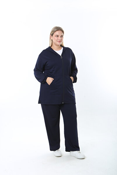 XL Modam γυναικείο σετ από ύφασμα lycra cupra σε μπλε ναυτικό χρώμα