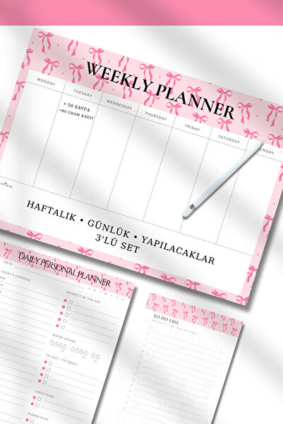pnkycrco 3'lü Planlama Seti | A4 Haftalık Planlayıcı | A5 Günlük Planlayıcı |...