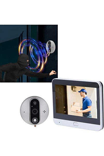 Qifit 4,3″ Wifi Akilli Kapı Gözetleme Kamerası – 1080P + Gece Görüş + Hareket...
