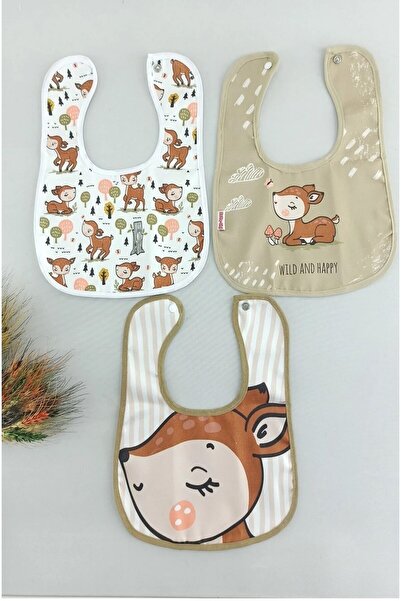 BEBENAZ alezli sıvı geçirmez leke tutmaz çıtçıtlı CEYLAN desen 3'lü bebek mam...