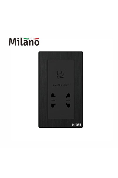 Milano مقبس ماكينة حلاقة مزدوج الجهد - مقبس طاقة مثبت على الحائط للحمام، أسود متين