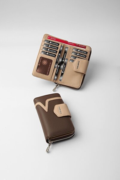 CENGİZ PAKEL Medium Size Women's Wallet – 65295m - Brown/Mink