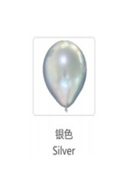 Flippy Set 12 Baloane Latex Cheome, 25 cm, Argintii