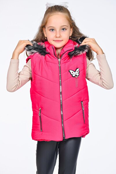 Kamex Girls' Embroidered Winter Puffer Vest