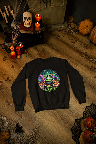 MAGORS ستيل-إكس هابي هالوين - سويت شيرت للأطفال مطبوع عليه عيد الهالوين للجنسين