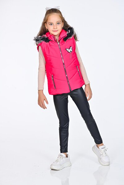 Kamex Girls' Embroidered Winter Puffer Vest
