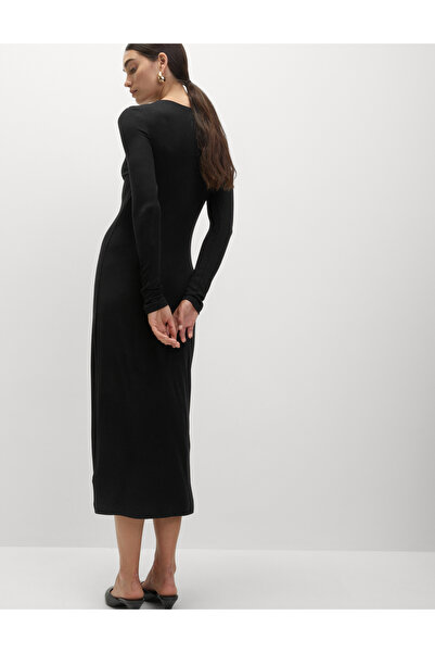 Marks & Spencer Jarse Ribanalı Midi Kolon Elbise