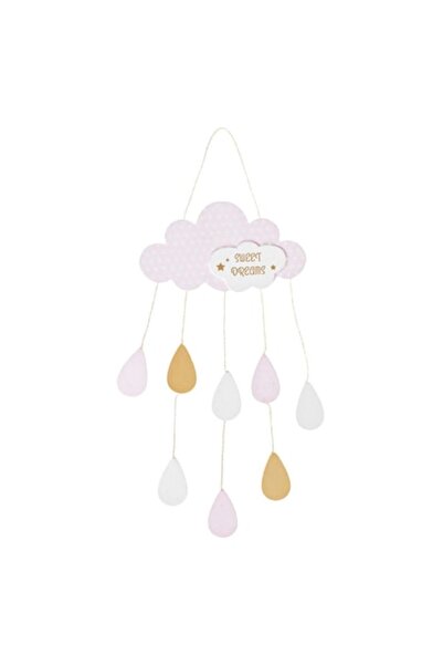 SHOPIENS Decoratiune de perete nor suspendabil roz din lemn cu picaturi "SWEE...