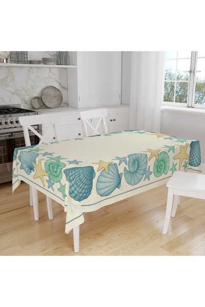 Else Dekor Τραπεζομάντιλο κουζίνας από ύφασμα σουέτ με ψηφιακή εκτύπωση με πολύχρωμα μοτίβα κοχυλιών θάλασσας