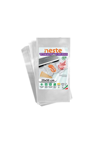 Neste Pachet 300 Pungi Vidat Gofrate pentru alimente, Neste® Professional, 25x50 cm