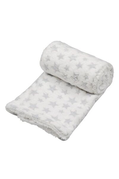 SHOPIENS Sherpa Fleece Baby Blanket Shopiens, Grey with Stars, 75 x 100 cm