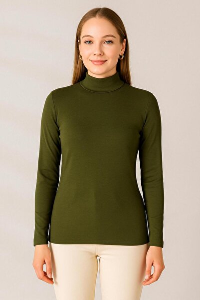 DARLİNG COLLECTİON Kadın Uzun Kollu Yarım Balıkçı Likralı Penye Badi