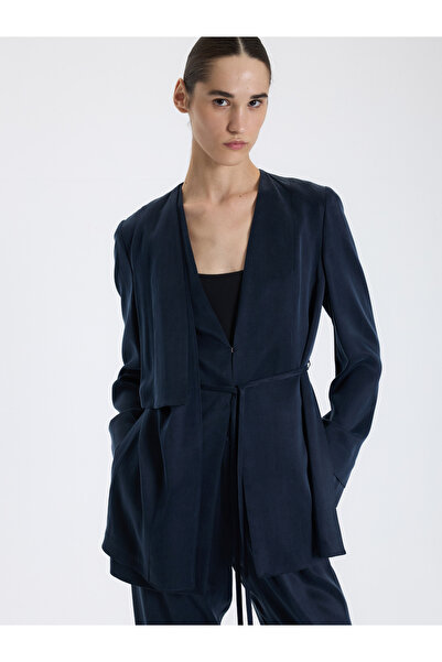 BAQA Lacivert Minimal Kuşaklı Ceket