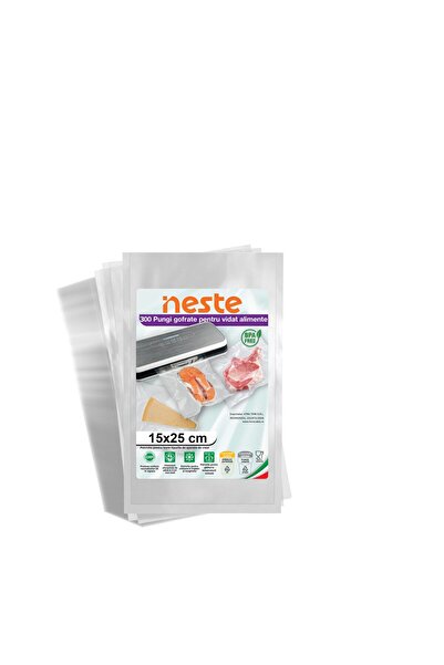 Neste Pachet 300 Pungi Vidat Gofrate pentru alimente, Neste® Professional, 15x25 cm