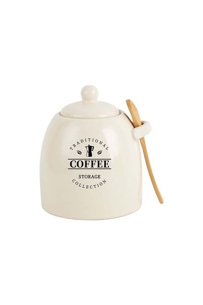 Danube Home Princess 3-Piece Ceramic Jar Set with Spoon – Airtight Jars for Sugar, Tea, Coffee, 700ml