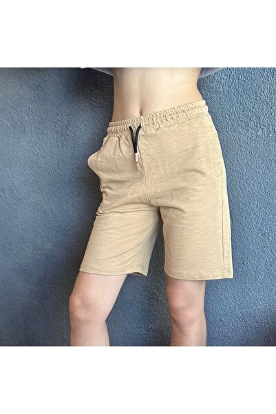 Gönülden Tasarım Milk Coffee Combed Cotton Women's Shorts Size S