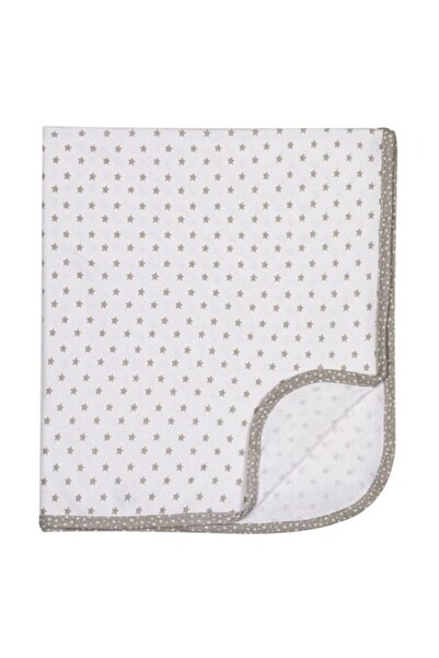 SHOPIENS Patura Bumbac Bebelusi Unisex Ecru Cu Stele Gri 90x80cm