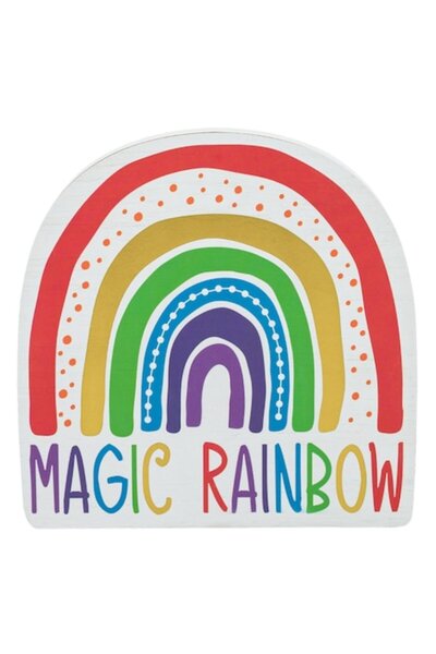 SHOPIENS Дървена декорация за маса Shopiens®, Бяла дъга, 15 x 1.8 x 15 см