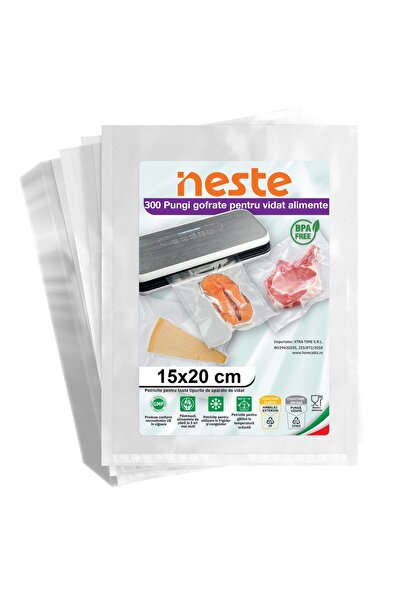 Neste Pachet 300 Pungi Vidat Gofrate pentru alimente, Neste® Professional, 15x20 cm