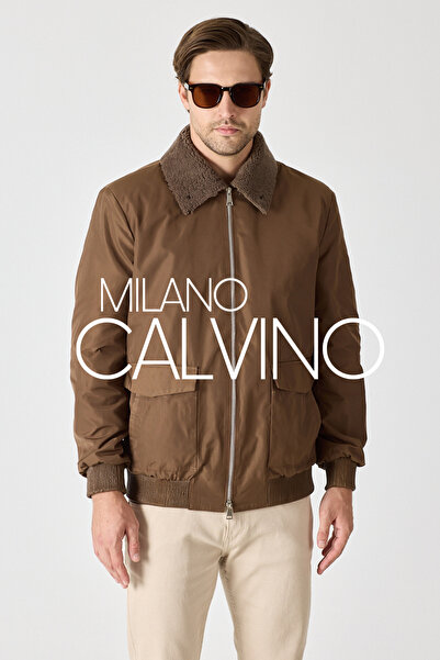 Milano Calvino معطف بومبر رجالي - ياقة منحنية قابلة للإزالة