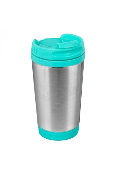 SHOPIENS Shaker Frappe metalic Shopiens®, cu capac verde pentru pai, 340 ml