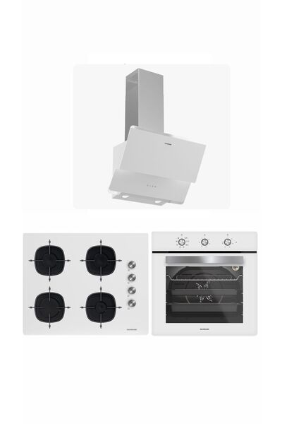 Silverline Beyaz 65 Cm Ocaklı Dijital Fırınlı Ankastre Set (3490 Oslo - CS570...