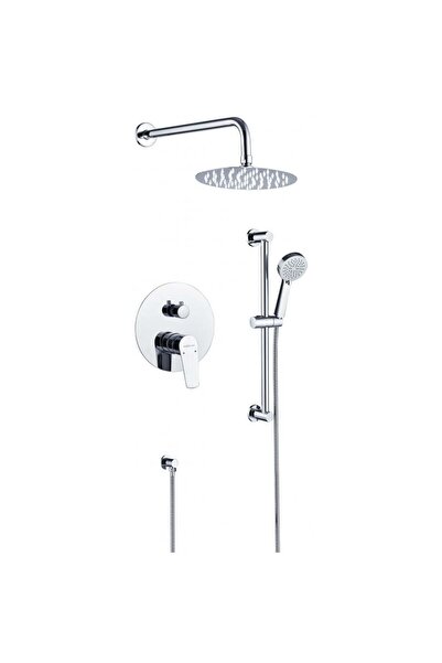 Danube Home طقم خلاط ميلانو بايز المخفي - حنفية دش حديثة مثبتة على الحائط، مصنوعة من النحاس والكروم