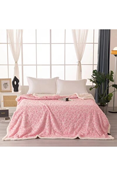 OEM Patura cocolino cu dos plusat pentru pat dublu, model cu inimi gofrate, p...