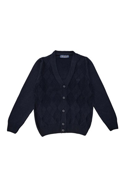 Doctor junior Erkek Çocuk Baklava Desenli Düğmeli Lacivert Okul Hırkası