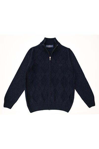 Doctor junior Erkek Çocuk Baklava Desenli Fermuarlı Lacivert Okul Hırkası