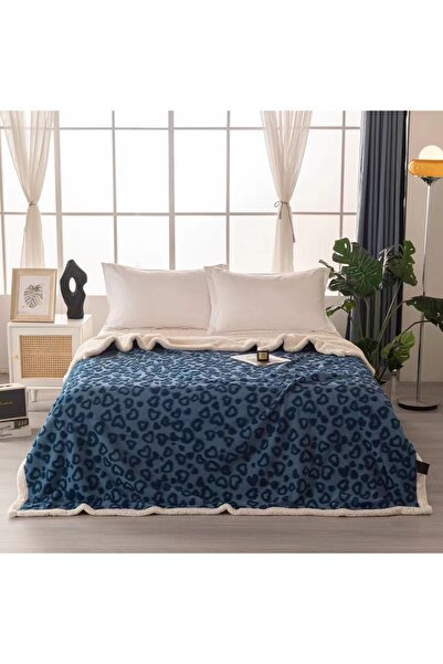 OEM Patura cocolino cu dos plusat pentru pat dublu, model cu inimi gofrate, practica, textura fina, BW