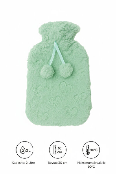 HOLNER 2L Sıcak Su Torbası – Peluş Yumuşak Kumaşlı Kılıf, Katlanabilir ve Güvenli Yeşil