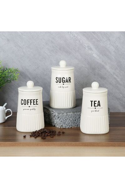 Danube Home طقم برطمانات سيراميك برينسيس، 3 قطع، مع حلقة سيليكون، لتخزين الطعام محكم الإغلاق، سعة 850 مل لكل قطعة