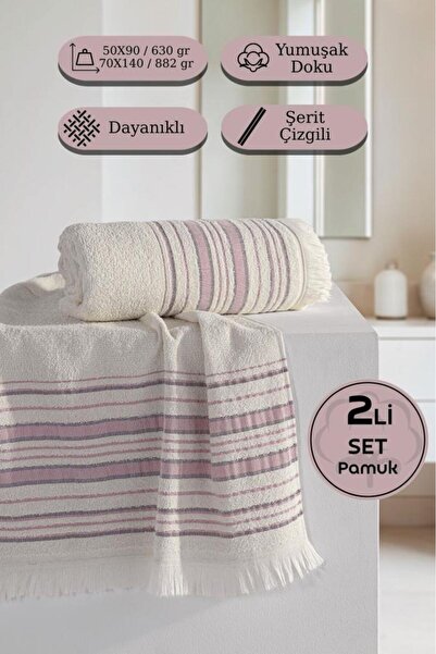 MODALİN Ретро 100% бавовняний набір з 2 рушників - 50x90, 70x140