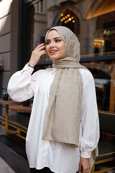 ipekistanbul Soft Jakar Şal - Zincir Desen - Bej