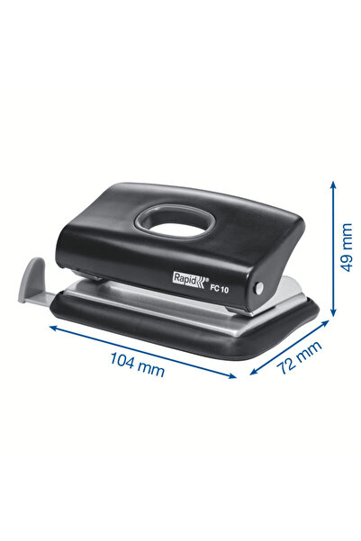 Rapid Perforator din plastic FC10, 10 coli, cutie neagră